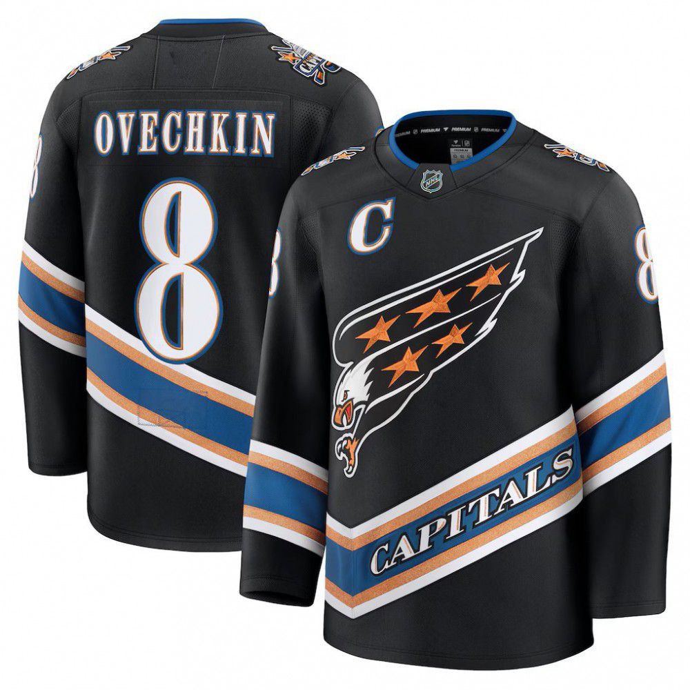 Alexander Ovechkin Washington Capitals Alternate 50th Anniversary Premium Jersey - Black-Pro Kit Vault | Brand New 26/27 Sports Jerseys